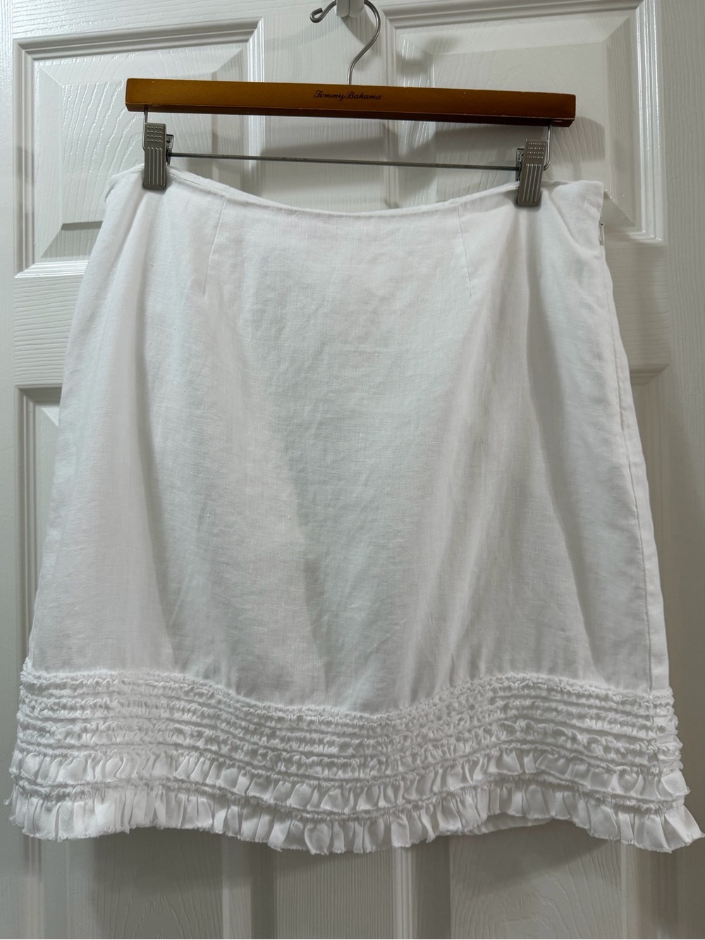 Tommy Bahama Two Palms Ruffle Linen Skirt Size 12 White 100% Linen NWT